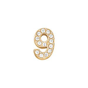 Luca Barra CHARM IN ACCIAIO IP GOLD NUMERO CON CRISTALLI BIANCHI, Oro / 9