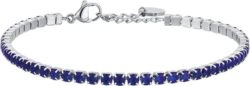 Luca Barra BRACCIALE TENNIS UOMO IN ACCIAIO CON CRISTALLI BLU