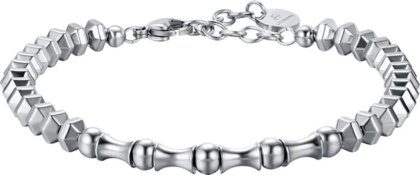 Luca Barra BRACCIALE UOMO IN ACCIAIO CON EMATITE SILVER ED ELEMENTI IN ACCIAIO