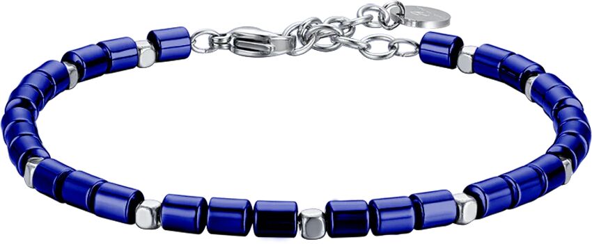 Luca Barra BRACCIALE UOMO IN ACCIAIO CON EMATITE BLU E SILVER