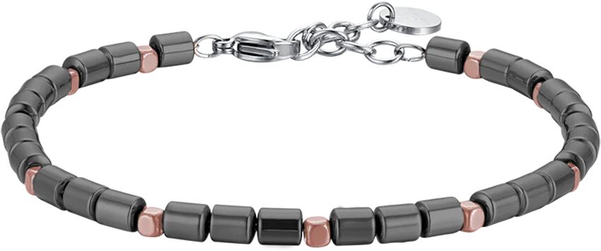 Luca Barra BRACCIALE UOMO IN ACCIAIO CON EMATITE IP GUN E IP ROSE