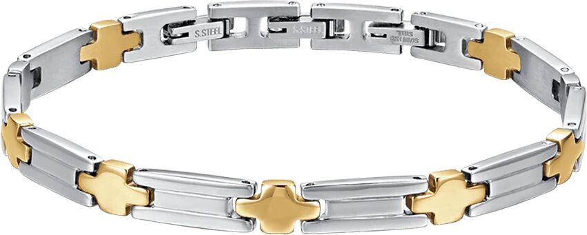 Luca Barra BRACCIALE UOMO IN ACCIAIO CON CROCI IP GOLD