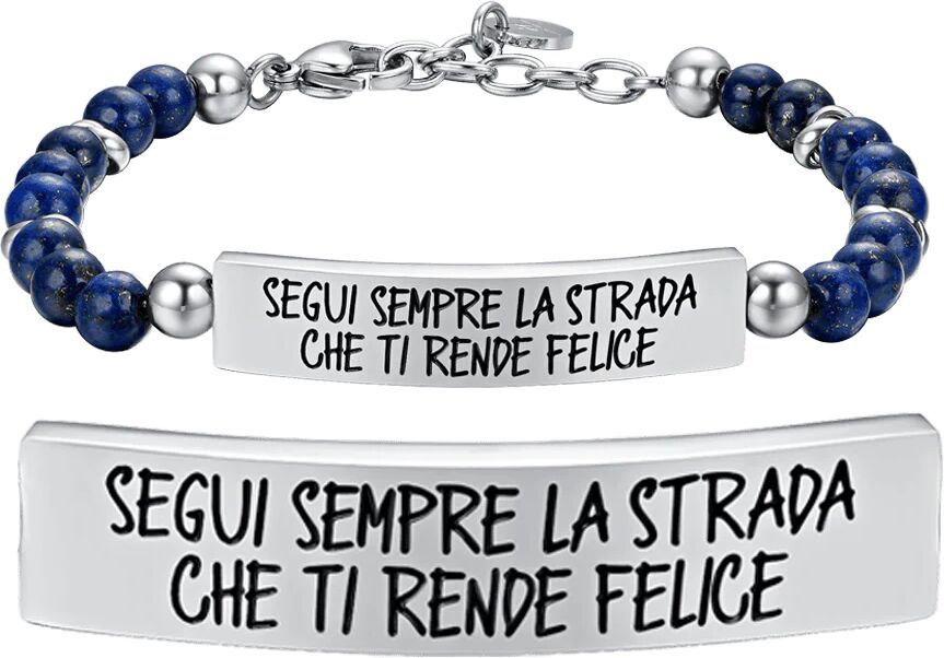 Luca Barra BRACCIALE UOMO IN ACCIAIO SEGUI SEMPRE LA STRADA CHE TI RENDE FELICE