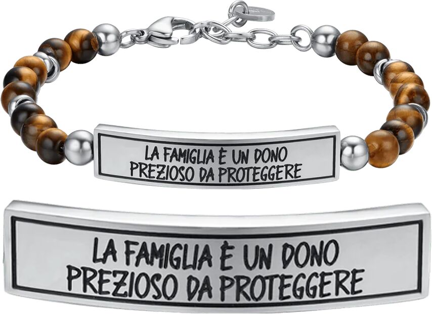 Luca Barra BRACCIALE UOMO IN ACCIAIO LA FAMIGLIA È UN DONO PREZIOSO DA PROTEGGERE