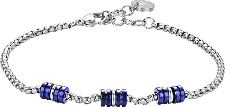 Luca Barra BRACCIALE UOMO IN ACCIAIO CON ELEMENTI IP BLU E SILVER