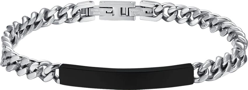 Luca Barra BRACCIALE UOMO IN ACCIAIO CON PIASTRA SILVER IP NERO