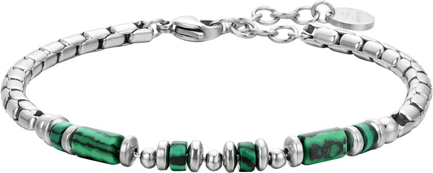 Luca Barra BRACCIALE UOMO IN ACCIAIO MALACHITE VERDE