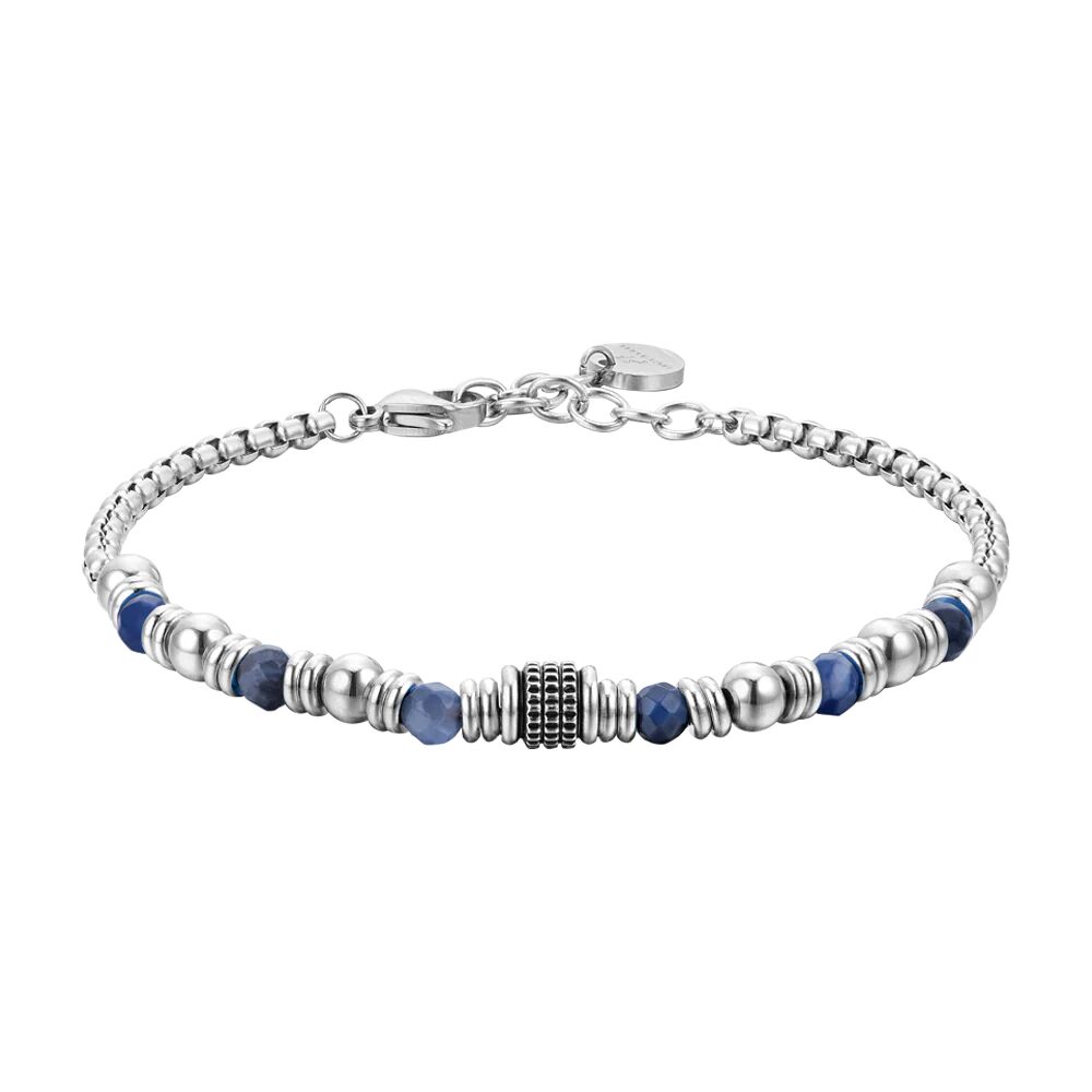 Luca Barra BRACCIALE UOMO IN ACCIAIO SODALITE BLU