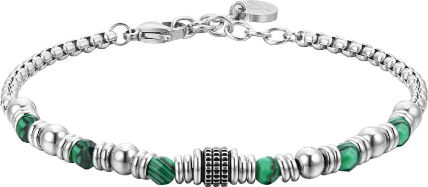 Luca Barra BRACCIALE UOMO IN ACCIAIO MALACHITE VERDE