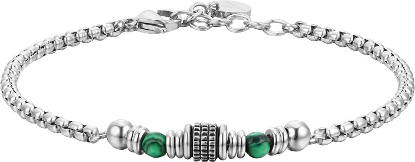 Luca Barra BRACCIALE UOMO IN ACCIAIO MALACHITE VERDE