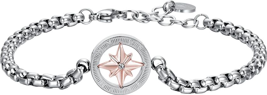 Luca Barra BRACCIALE UOMO IN ACCIAIO CON ROSA DEI VENTI IP ROSE