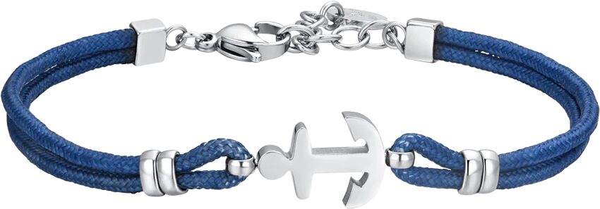 Luca Barra BRACCIALE UOMO IN CORDA BLU E ANCORA