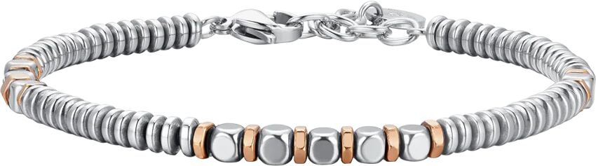 Luca Barra BRACCIALE UOMO IN ACCIAIO EMATITE SILVER E ROSE GOLD