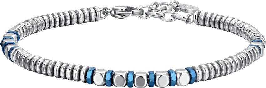 Luca Barra BRACCIALE UOMO IN ACCIAIO EMATITE SILVER E BLU