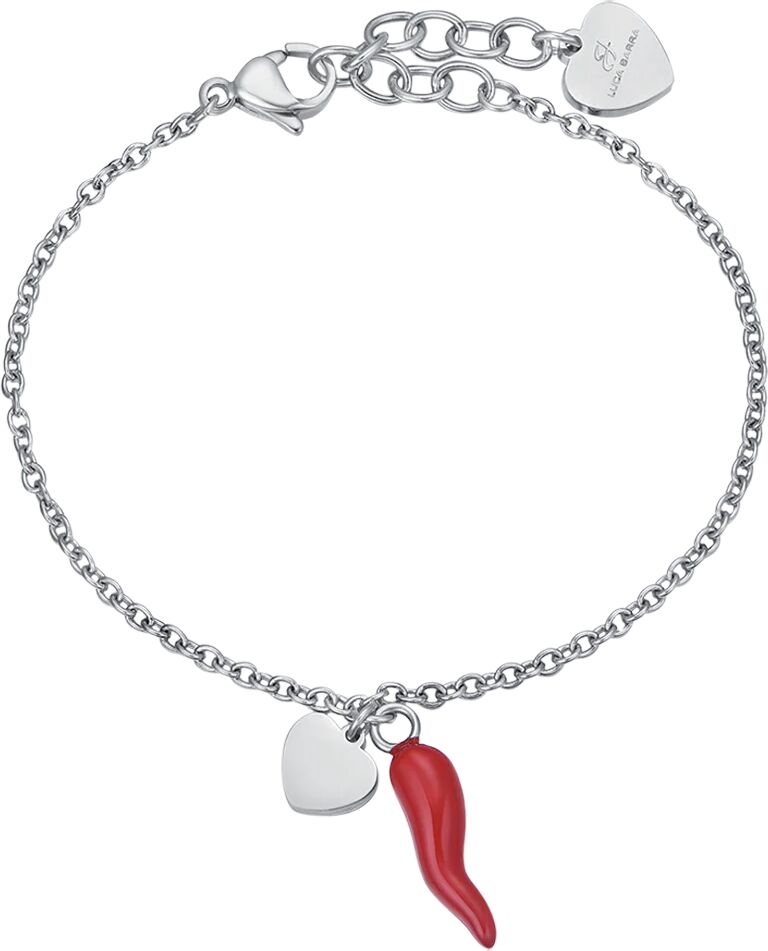 Luca Barra BRACCIALE DONNA IN ACCIAIO CON CUORE E CORNO ROSSO