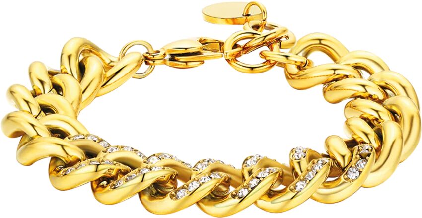 Luca Barra BRACCIALE DONNA IN ACCIAIO CON CRISTALLI BIANCHI MAGLIA CATENA, Oro