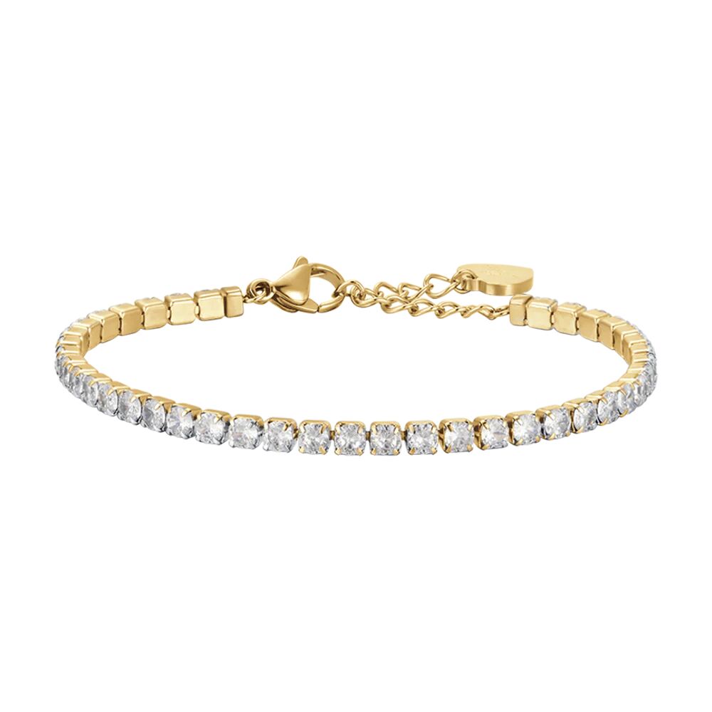 Luca Barra BRACCIALE TENNIS DONNA IN ACCIAIO IP GOLD CON CRISTALLI BIANCHI