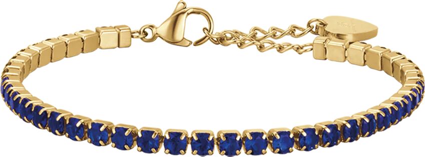 Luca Barra BRACCIALE TENNIS DONNAIN ACCIAIO IP GOLD CON CRISTALLI BLU, Oro