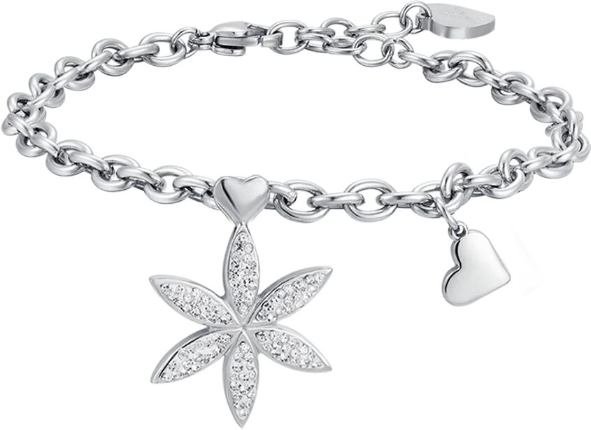 Luca Barra BRACCIALE DONNA IN ACCIAIO CON FIORE DELLA VITA CON CRISTALLI BIANCHI