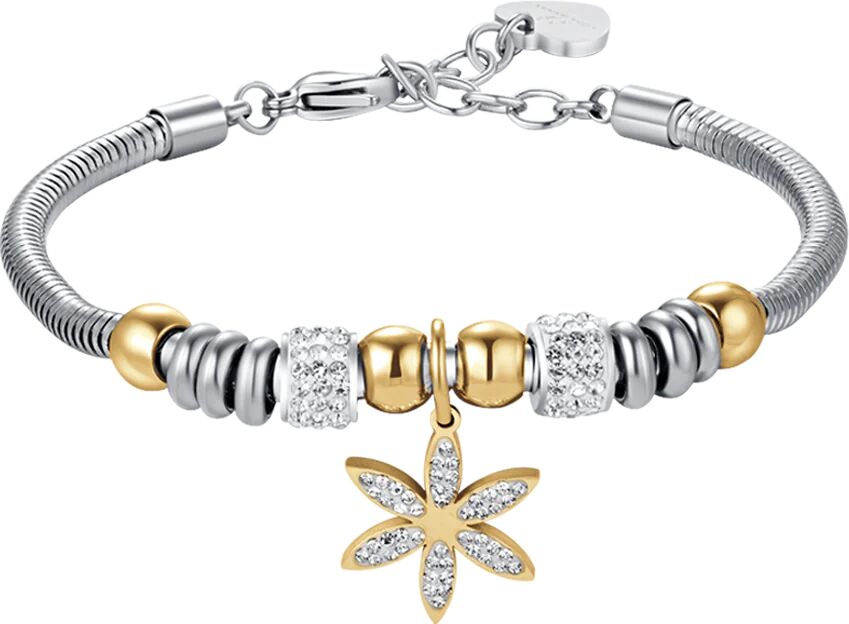 Luca Barra BRACCIALE DONNA IN ACCIAIO CON FIORE DELLA VITA CON CRISTALLI BIANCHI, Oro