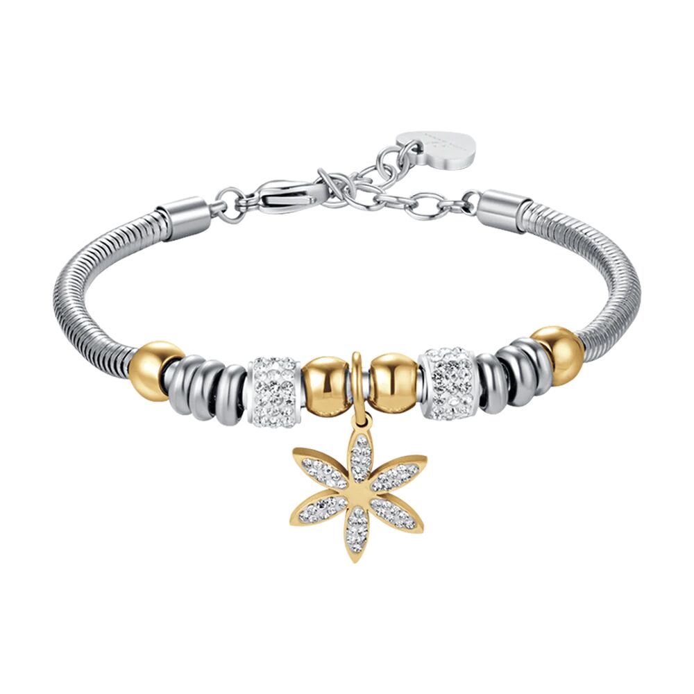 Luca Barra BRACCIALE DONNA IN ACCIAIO CON FIORE DELLA VITA CON CRISTALLI BIANCHI, Oro