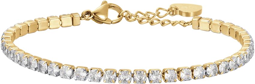 Luca Barra BRACCIALE TENNIS DONNA IN ACCIAIO CON CRISTALLI BIANCHI DA 4 MM, Oro