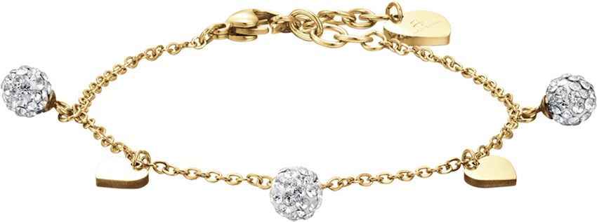 Luca Barra BRACCIALE DONNA IN ACCIAIO CON CUORI E CRISTALLI BIANCHI, Oro