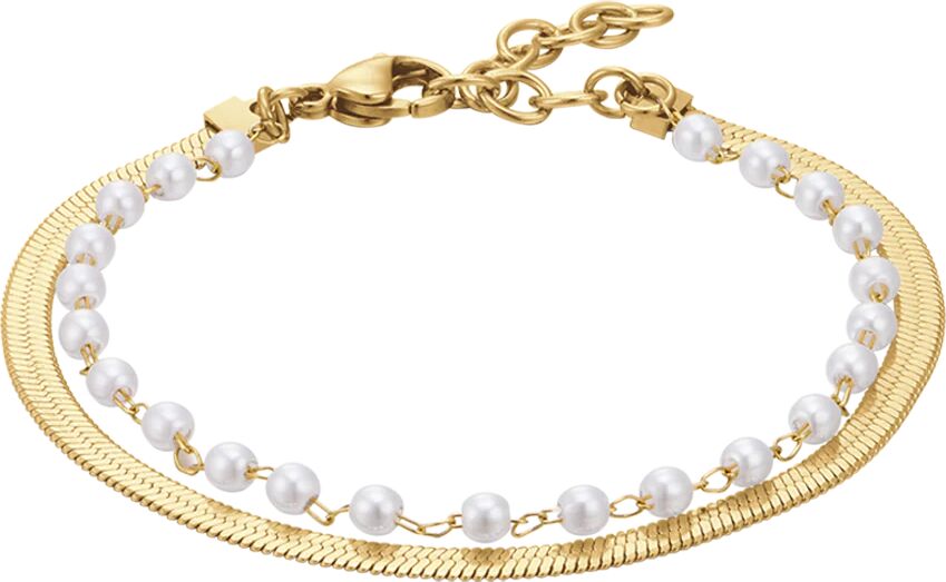 Luca Barra BRACCIALE DONNA IN ACCIAIO CON PERLE BIANCHE, Oro