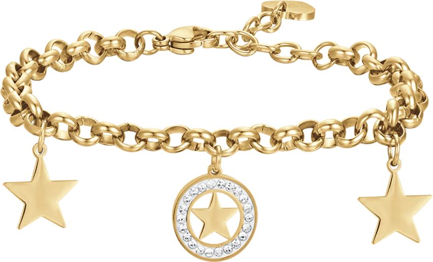 Luca Barra BRACCIALE DONNA IN ACCIAIO CON STELLE E CRISTALLI BIANCHI, Oro