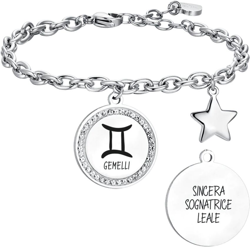 Luca Barra BRACCIALE DONNA IN ACCIAIO SEGNO ZODIACALE GEMELLI PIASTRA