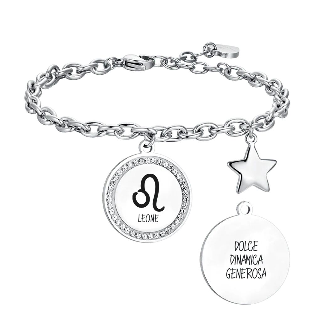 Luca Barra BRACCIALE DONNA IN ACCIAIO SEGNO ZODIACALE LEONE PIASTRA