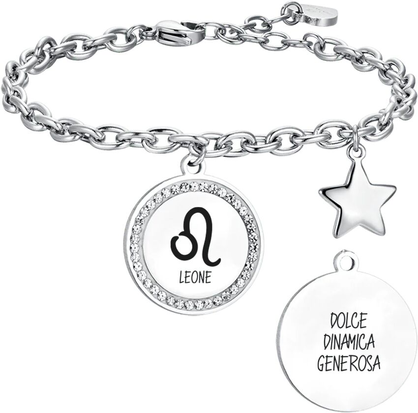 Luca Barra BRACCIALE DONNA IN ACCIAIO SEGNO ZODIACALE LEONE PIASTRA