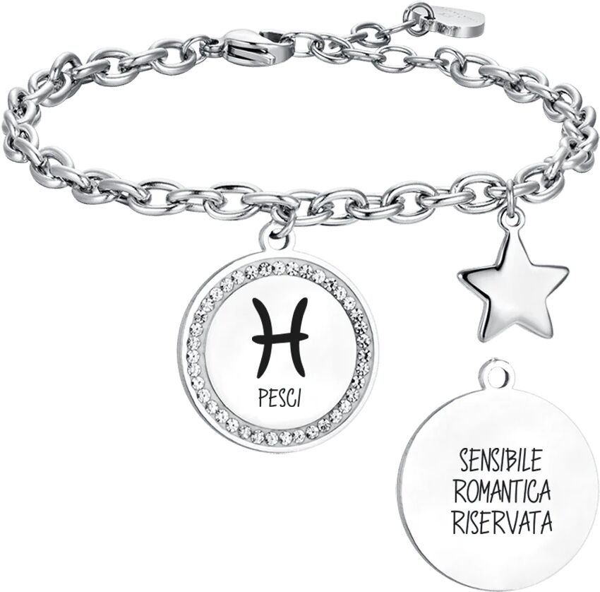 Luca Barra BRACCIALE DONNA IN ACCIAIO SEGNO ZODIACALE PESCI PIASTRA