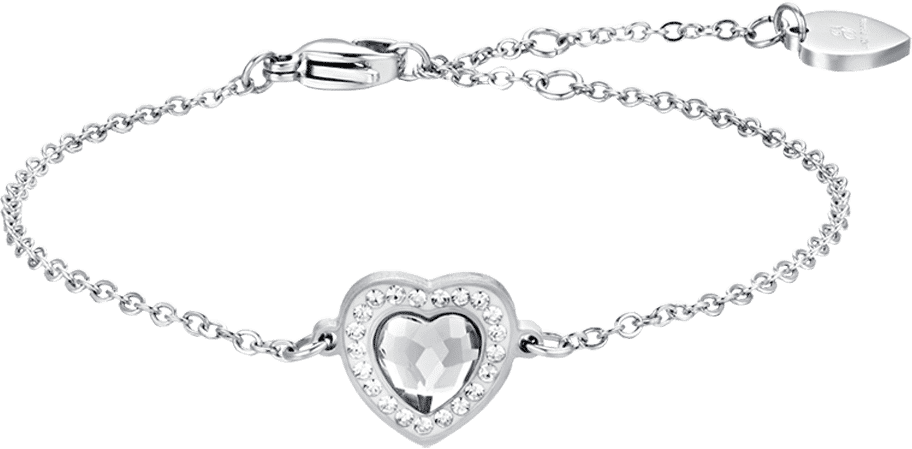 Luca Barra BRACCIALE DONNA IN ACCIAIO CUORE CRISTALLO BIANCO E CRISTALLI BIANCHI