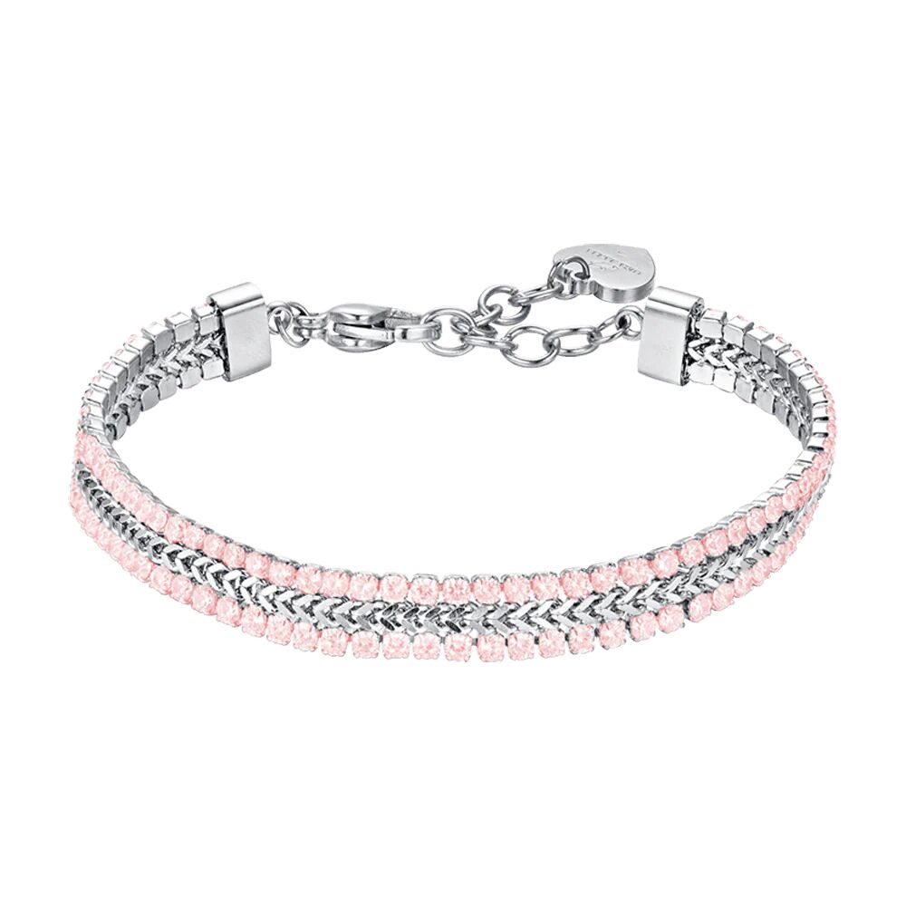 Luca Barra BRACCIALE TENNIS DONNA IN ACCIAIO CON CRISTALLI ROSA