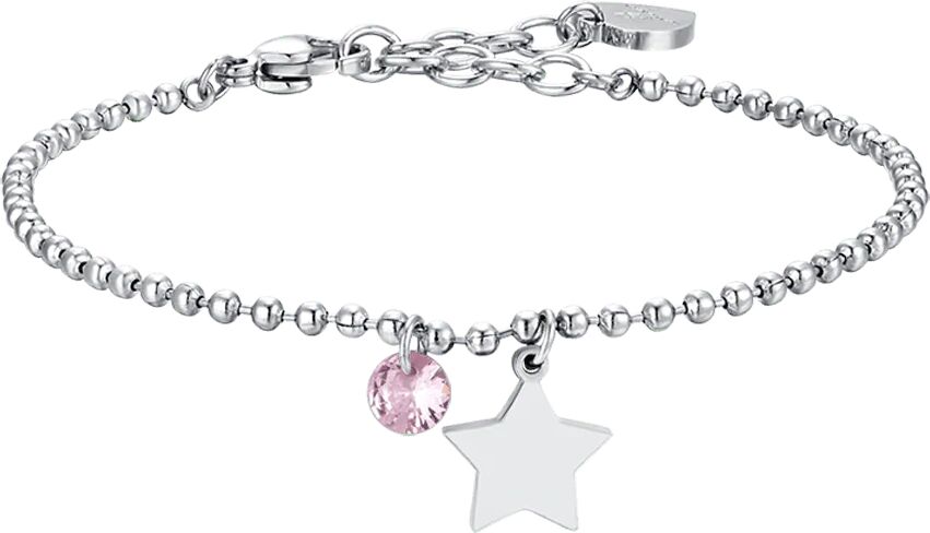 Luca Barra BRACCIALE DONNA IN ACCIAIO CON STELLA E ZIRCONE ROSA