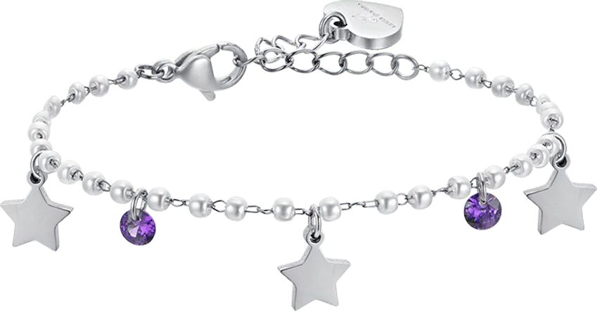 Luca Barra BRACCIALE DONNA IN ACCIAIO PERLE CON STELLE