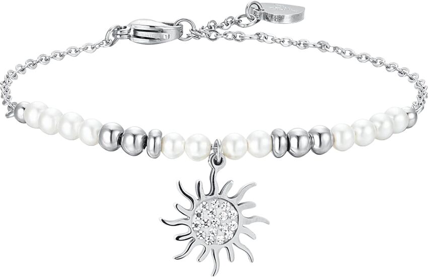 Luca Barra BRACCIALE DONNA IN ACCIAIO CON PERLE E SOLE