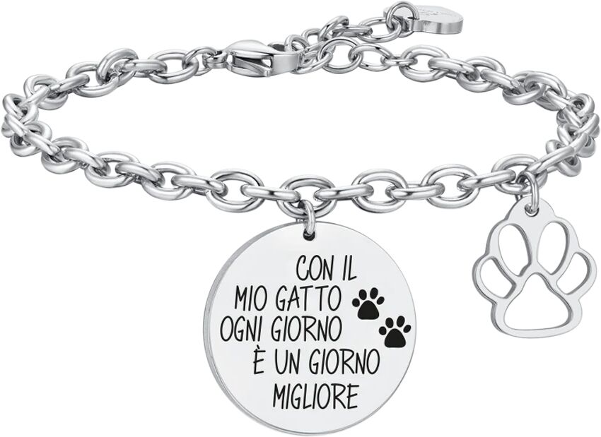 Luca Barra BRACCIALE DONNA IN ACCIAIO GATTO