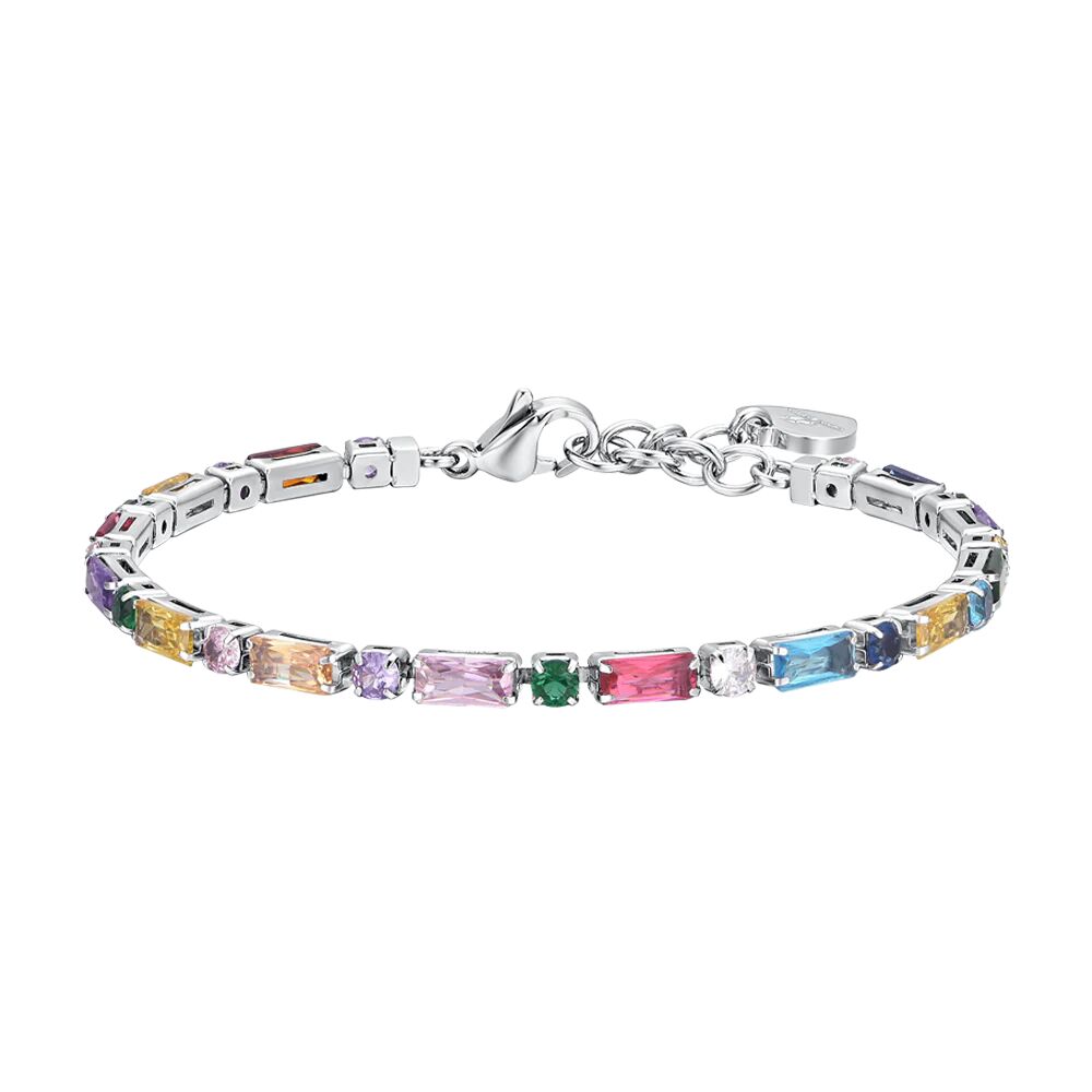 Luca Barra BRACCIALE TENNIS DONNA IN ACCIAIO ZIRCONI MULTICOLOR