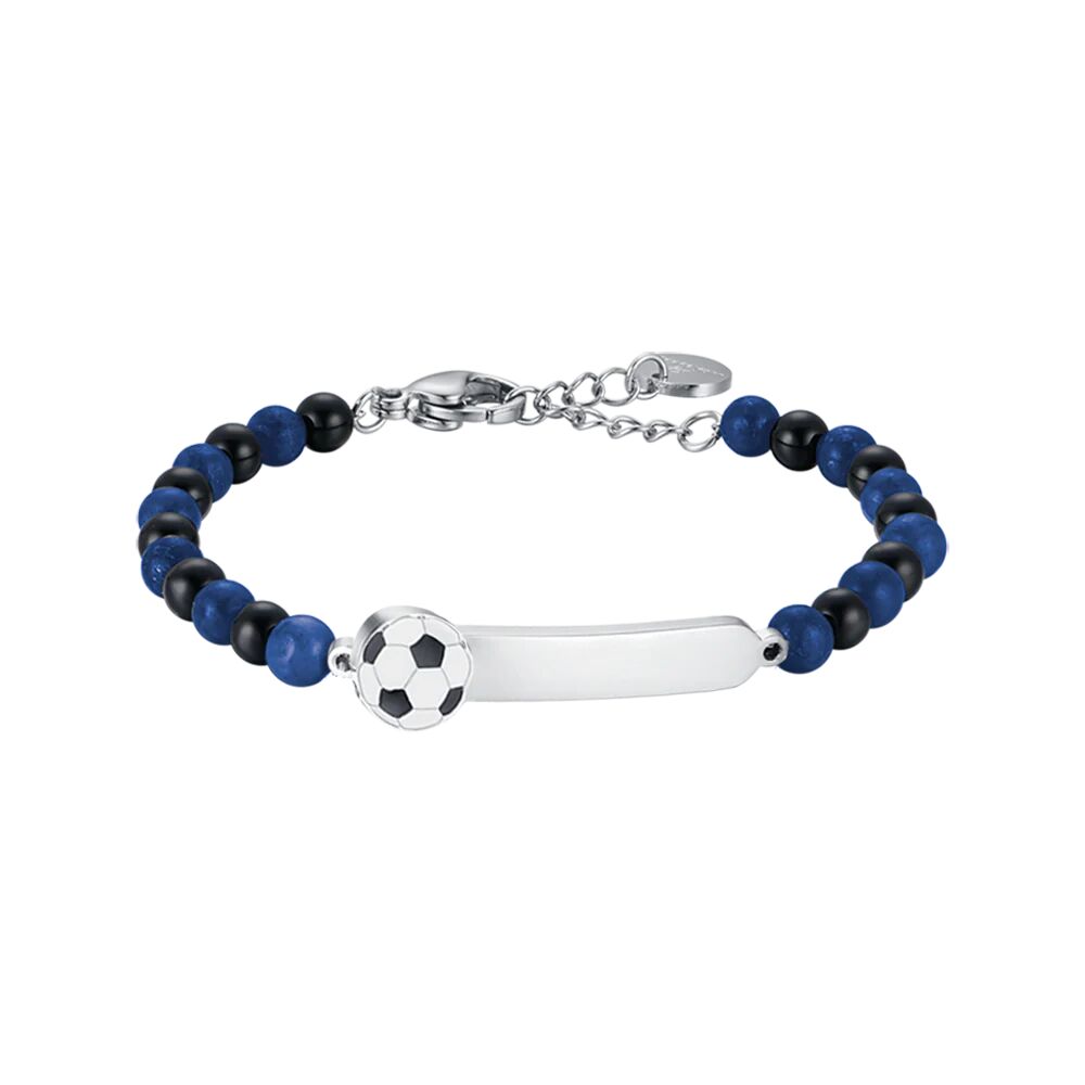 Luca Barra BRACCIALE BAMBINO IN ACCIAIO CON PIETRE BLU E NERE