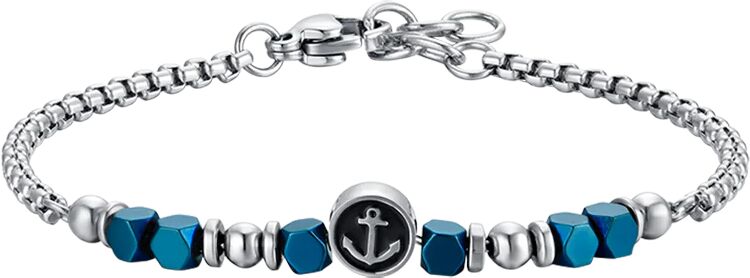 Luca Barra BRACCIALE BAMBINO IN ACCIAIO CON EMATITE BLU ED ANCORA