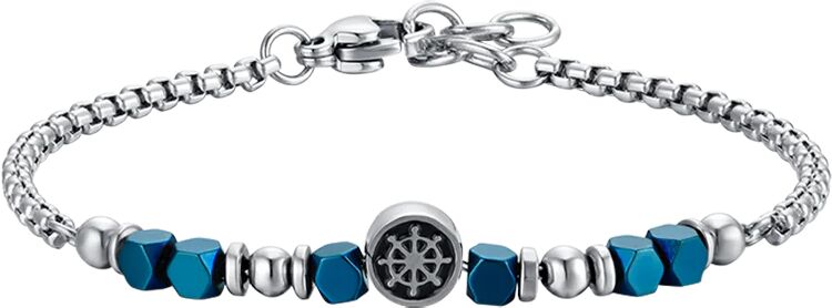 Luca Barra BRACCIALE BAMBINO IN ACCIAIO CON EMATITE BLU E TIMONE