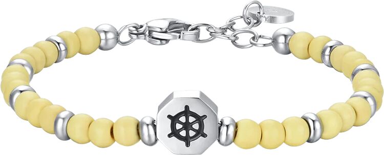 Luca Barra BRACCIALE BAMBINO IN ACCIAIO TIMONE CON PIETRE GIALLE