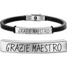 Luca Barra BRACCIALE UOMO IN CUOIO GRAZIE MAESTRO CON PIASTRA