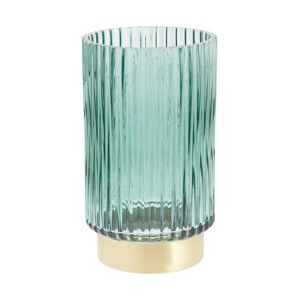 Westwing Collection Vaso in vetro con base in metallo Lene Verde, Blu