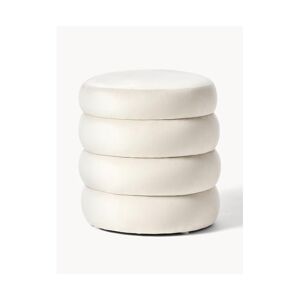 Westwing Collection Pouf in velluto Alto Bianco
