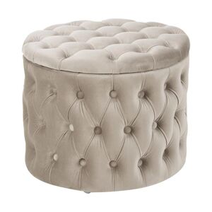 Westwing Collection Pouf contenitore in velluto Chiara Beige