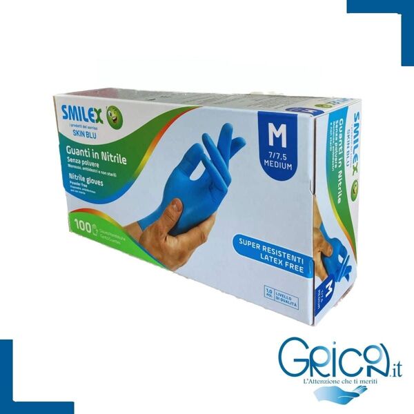 bericah guanti in nitrile smilex skin blu senza polvere - m