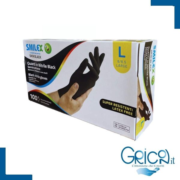 bericah smilex skin black guanti in nitrile senza polvere - l